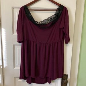 Torrid burgundy knit and black lace too